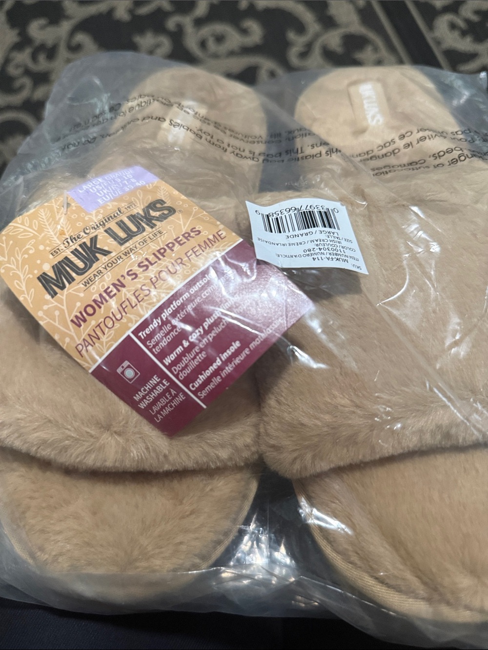 Muk Luks Women's Faux Fur Slide Slippers in Beige